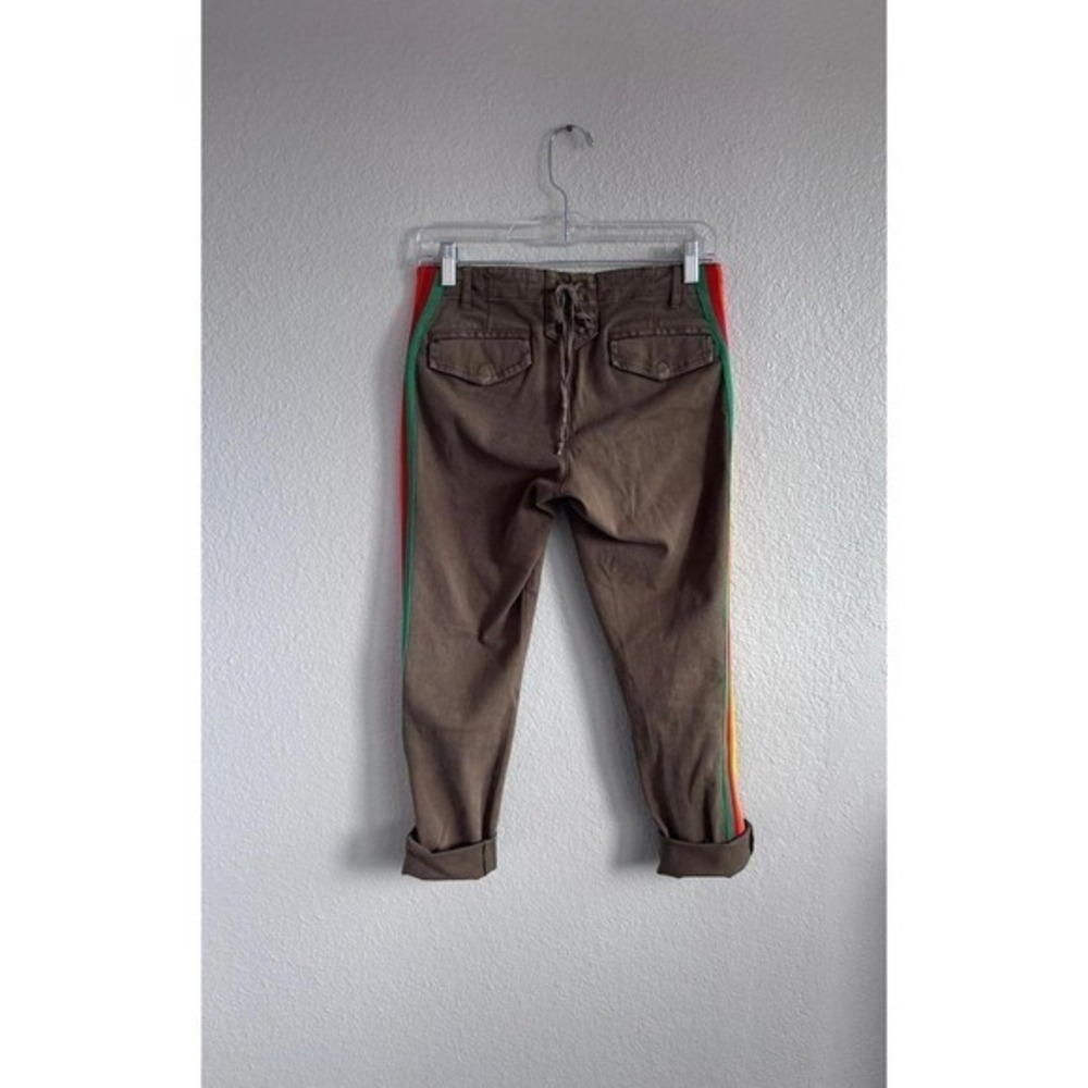 Pam & Gela Olive Uniform Side Stripe Crop Lace Up Back Utility Pants 25 - Picture 8 of 8